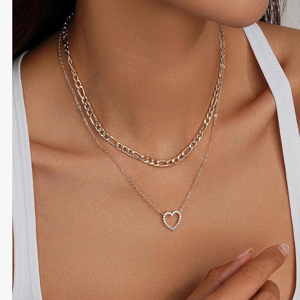 Elegant plated Gold Heart Pendant Necklace perfect Christmas gift